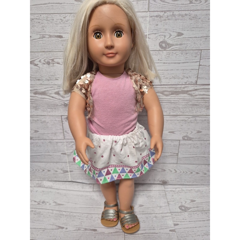 Our Generation 18" Battat Doll With Beautiful platinum Blonde Hair Brown Eyes